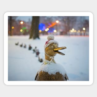 Make Way for Ducklings Winter Hats Boston Public Garden Christmas Sticker